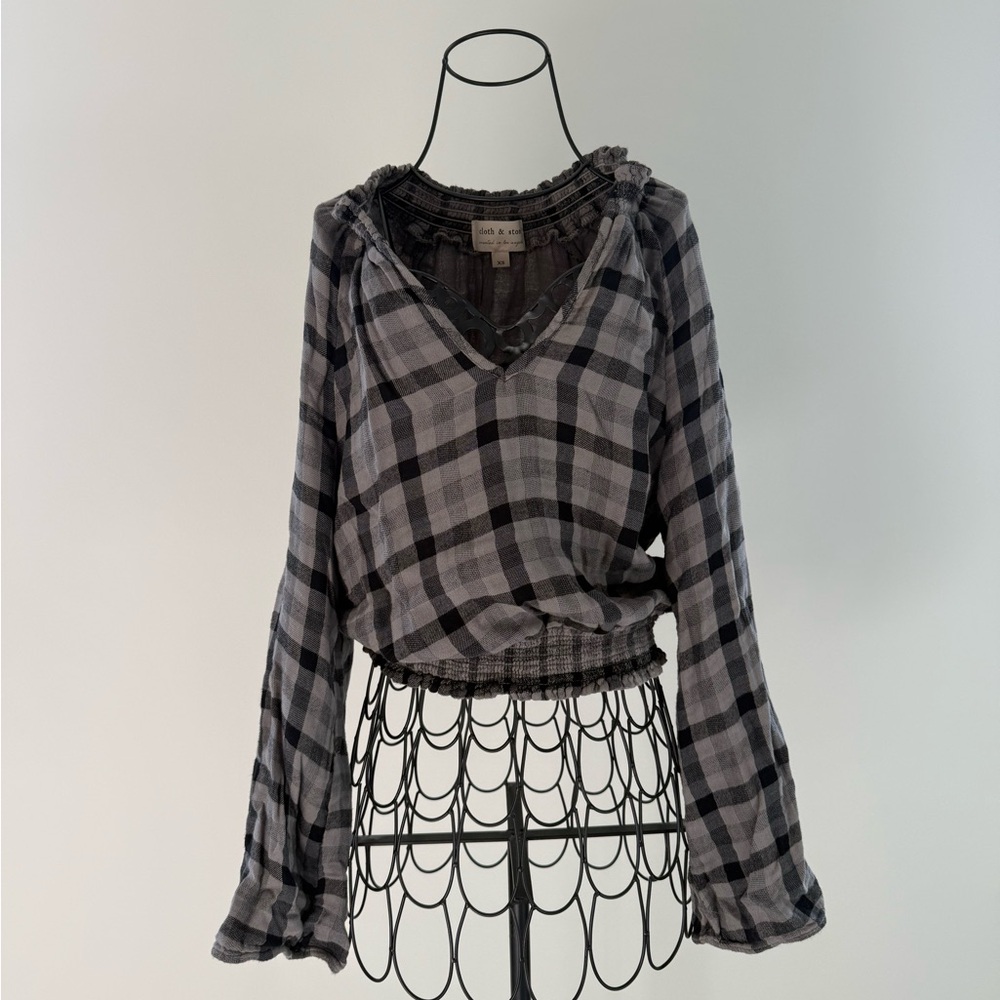 Gray Plaid Women's Top